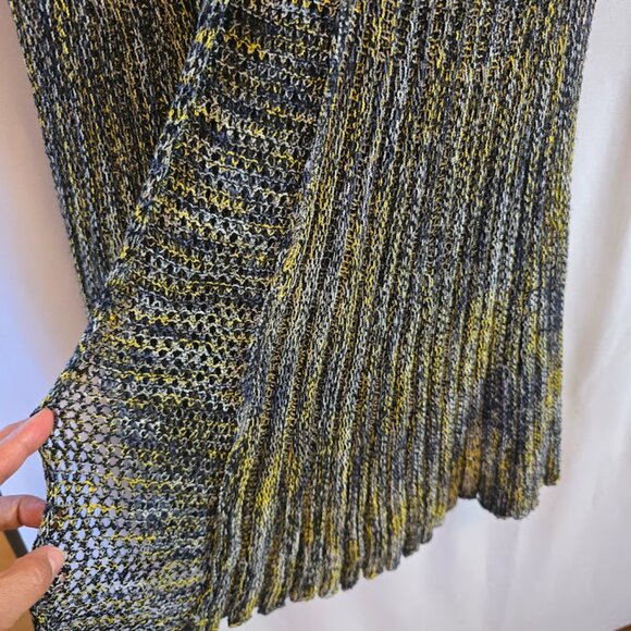 SACRED THREADS SIZE LARGE NAVY GOLD SWEATER CARDIGAN BUTTON FRONT OR OPEN LONG - Picture 9 of 12